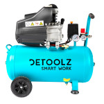 compresor detoolz 50l cu ulei, 1680 w, debit 206l/min, 8 bar, 2 prize de aer