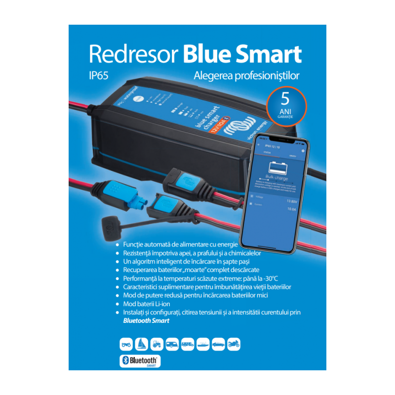 incarcator de retea victron energy blue smart ip65 charger 24/8 + dc connector