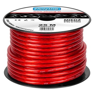 cablu putere cu 8ga (6.7mm/8.31mm2) 25m rosu