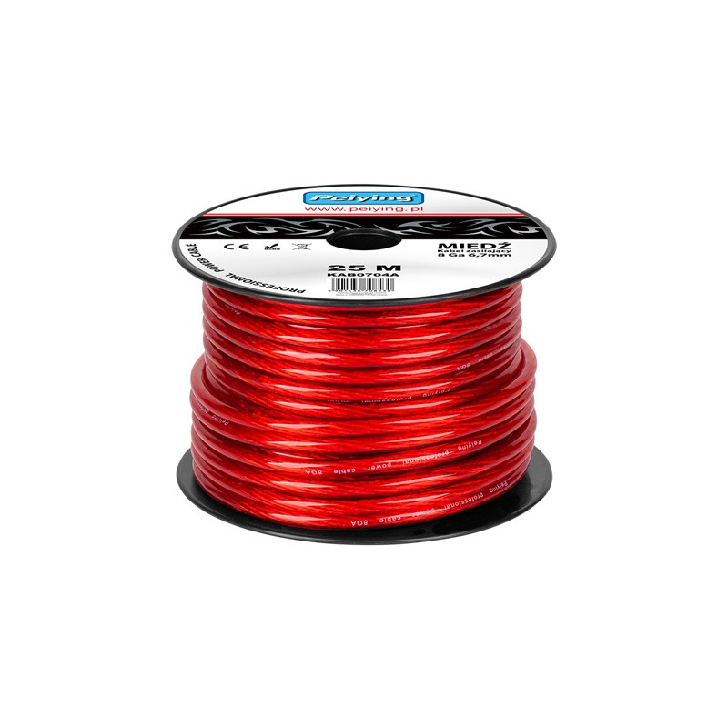 cablu putere cu 8ga (6.7mm/8.31mm2) 25m rosu cablu putere cu 8ga (6.7mm/8.31mm2) 25m rosu