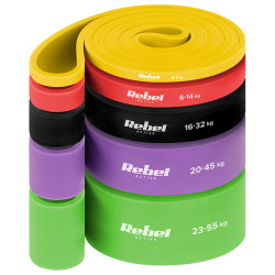 set 5 benzi elastice tpe power band 4-55kg rebel active