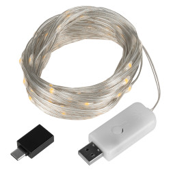 decoratiune led alb cald 10m rebel