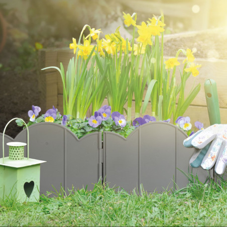 bordura de gradina / gard - 20 x 17,5 cm - gri - 12 buc / pachet