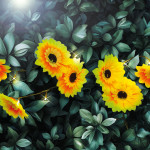 sir de lumina solara - floare - 2 m - 20 led-uri alb cald