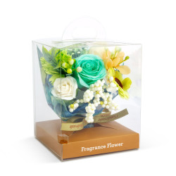 decor cu flori artificiale - trandafir - 11 x 11 x 14 cm