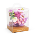 decor cu flori artificiale - trandafir - 11 x 11 x 14 cm