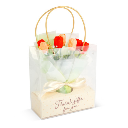 decor cu plante artificiale - lalele - 24,5 x 11,5 x 40 cm