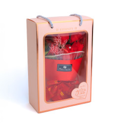 buchet decorativ cu trandafiri in cutie cadou - 23 x 16 x 8 cm