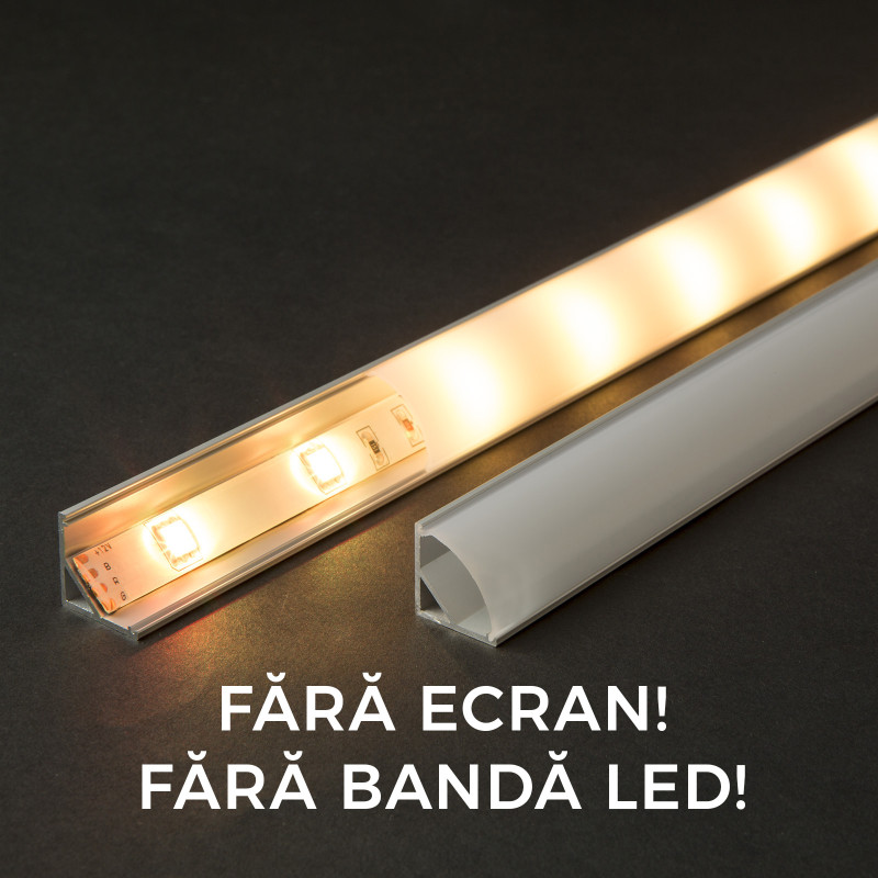 profil  din aluminiu pt. benzi led 2000x16x16mm - rotunjit