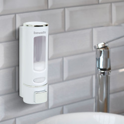 dozator de sapun - actionat manual - 400 ml - montat pe perete - alb