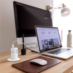 incarcator telefon / laptop usb + usb type-c pd45w cu incarcare rapida - alb