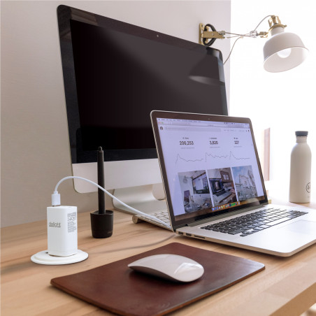 incarcator telefon / laptop usb + usb type-c pd45w cu incarcare rapida - alb