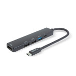 hub usb multifunctional - hdmi + type-c 3.0 - 3xusb-a, 1xtype-c - 5 gbps, 100 w - negru