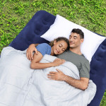 saltea gonflabila - single, velur - albastru - 191 x 137 x 22 cm