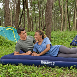 saltea gonflabila - single, velur - albastru - 191 x 137 x 22 cm