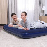 saltea gonflabila - dubla, velour - albastru - 203 x 152 x 22 cm