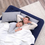 saltea gonflabila - dubla, velour - albastru - 203 x 152 x 22 cm