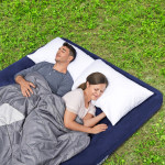 saltea gonflabila - dubla, velour - albastru - 203 x 152 x 22 cm