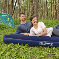 saltea gonflabila - dubla, velour - albastru - 203 x 152 x 22 cm