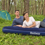 saltea gonflabila - dubla, velour - albastru - 203 x 152 x 22 cm