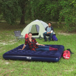 saltea gonflabila - dubla, velour - albastru - 203 x 183 x 22 cm