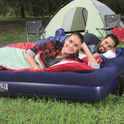 saltea gonflabila - dubla, velour - albastru - 203 x 183 x 22 cm