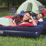 saltea gonflabila - dubla, velour - albastru - 203 x 183 x 22 cm