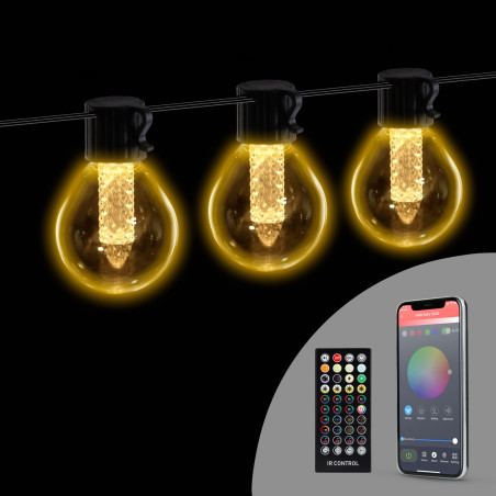 sir de lumina inteligenta - 100-240v - 25 led-uri alb cald - 15 m - bluetooth