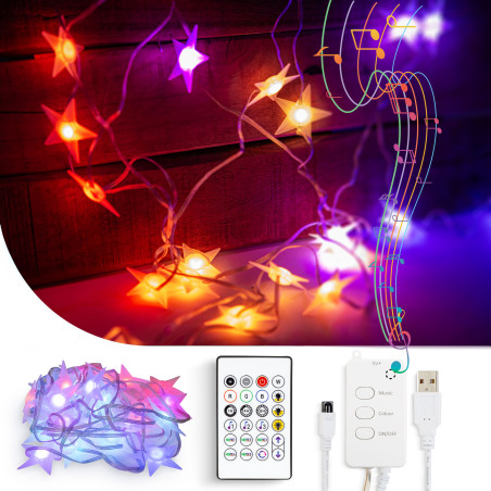 lumina inteligenta sir - stea - usb - 25 led-uri rgb - 5 m - bluetooth