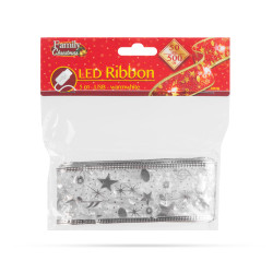 panglica led de craciun - argintie - 5 m x 5 cm - 2 x aa