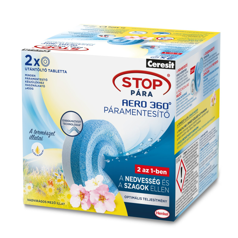 henkel - tableta ceresit stop pentru reumplerea aparatului de dezumidificare - aroma ,,flori salbatice" - 2 x 450 g
