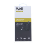 cablu magnetic usb-c - usb-c, 1m, well, 20v 3a, 60w, negru