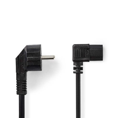 cablu de alimentare schuko tata cotit - iec-320-c13 cotit, 10m negru, nedis