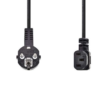 cablu de alimentare schuko tata cotit - iec-320-c13 cotit, 10m negru, nedis