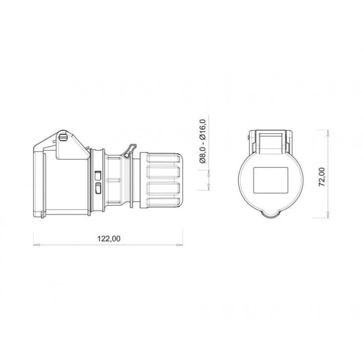 priza industriala mobila bemis bc1-1403-2312, 2p+e, 16a, 220v, ip44