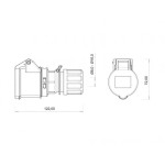 priza industriala mobila bemis bc1-1403-2312, 2p+e, 16a, 220v, ip44