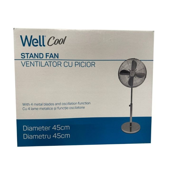 ventilator cu picior 45cm, 50w, inaltime 1.5m, metal, well cool