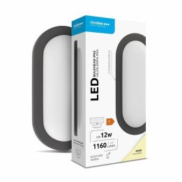 aplica perete exterior cu led oval 12w, 1160lm, 19.5cm, 4000k, ip65, negru, modee