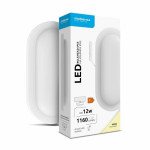 aplica perete exterior cu led oval 12w, 1160lm, 19.5cm, 4000k, ip65, alb, modee