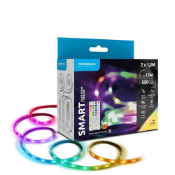 banda led smart modee, 12w, senzor de miscare, telecomanda, 2700k+rgb, 550lm, ip20, set 2x 1.5m