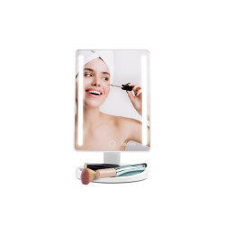 oglinda cosmetica cu led girmi be04, 16x22cm, portabila, alimentare usb-c / 4x aa