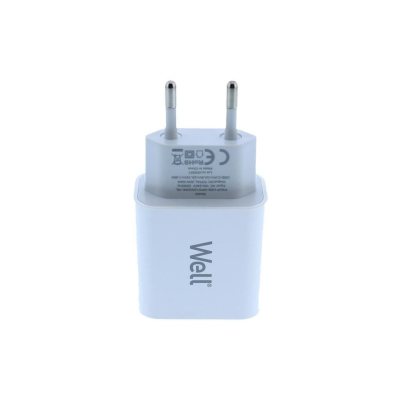 incarcator retea well, 1x usb-c pd 20w alb, punga
