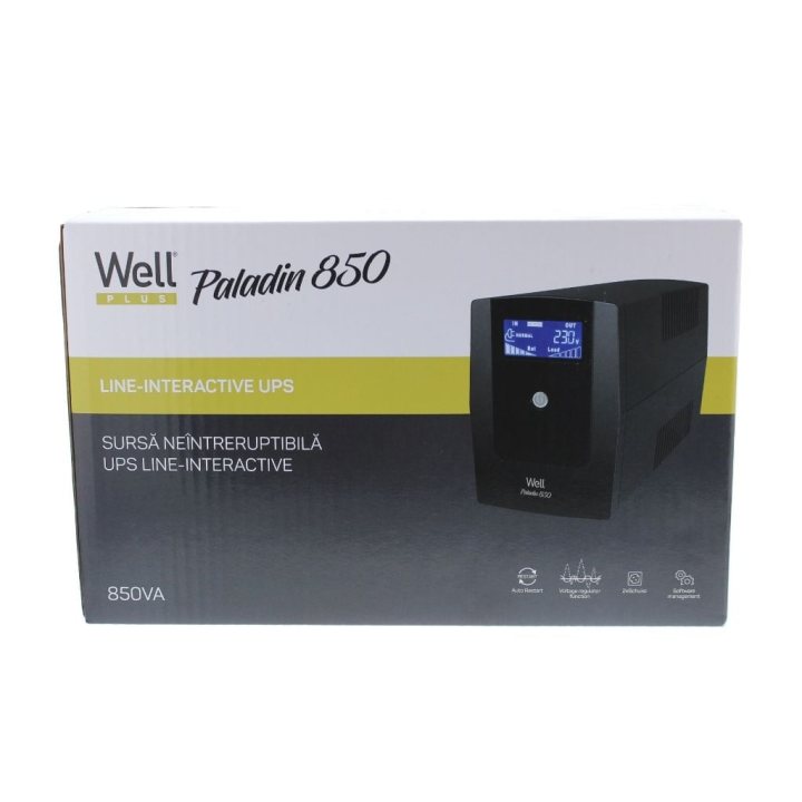 ups line interactiv 850va/510w well paladin, afisaj lcd