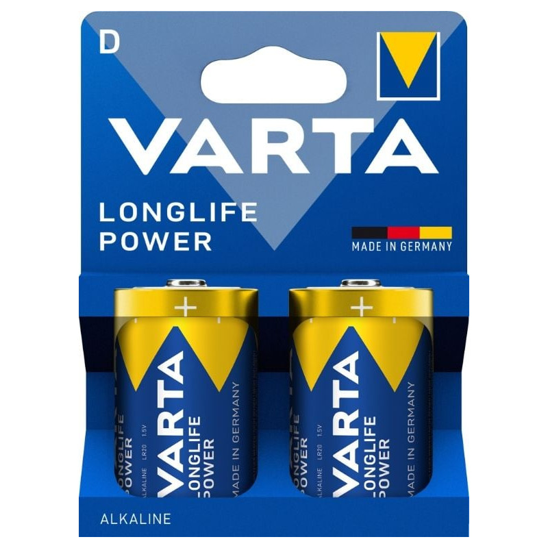 baterie alcalina r20 (d) longlife power varta, set 2 buc