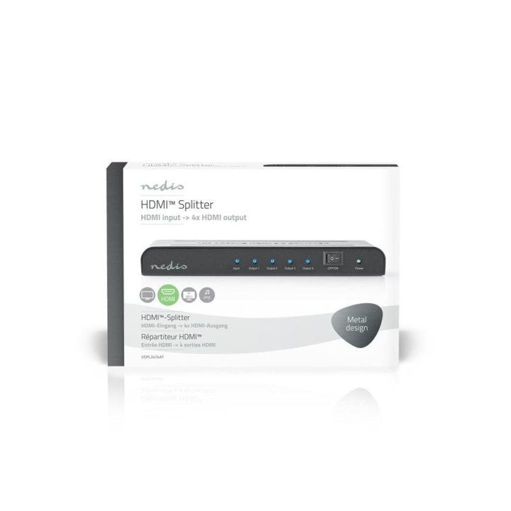 splitter hdmi nedis 4-porturi - 1x intrare hdmi - 4x iesire hdmi 4k2k@60fps
