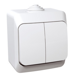 intrerupator dublu pt ip44, alb, schneider