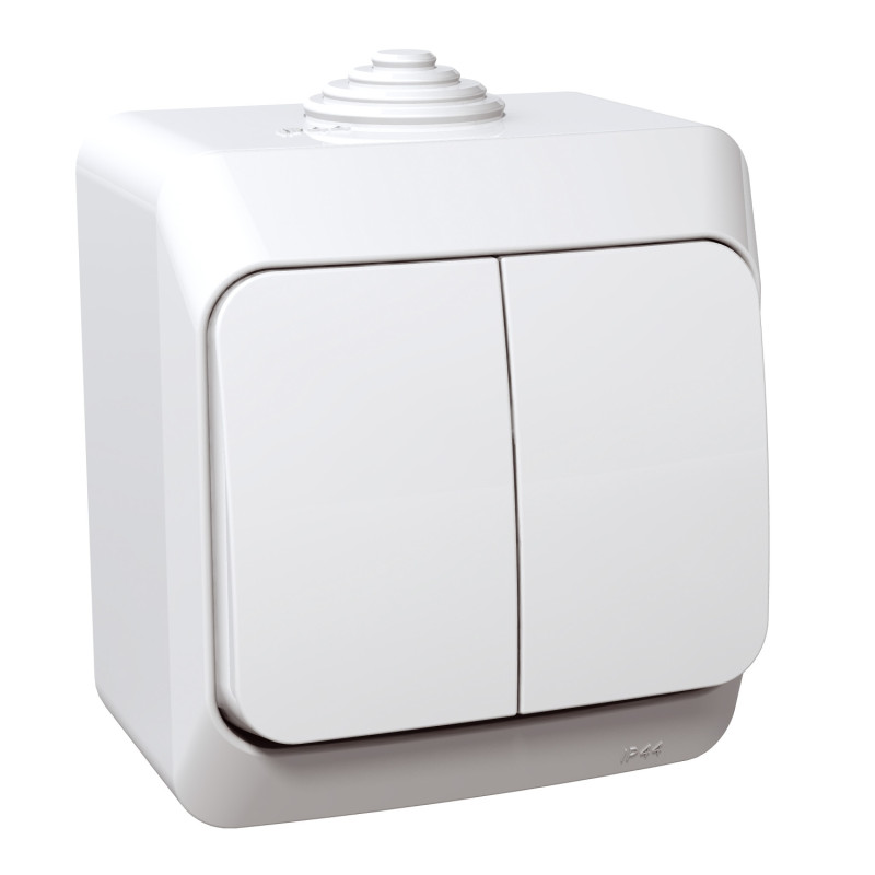 intrerupator dublu pt ip44, alb, schneider