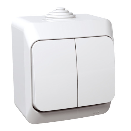 intrerupator dublu pt ip44, alb, schneider