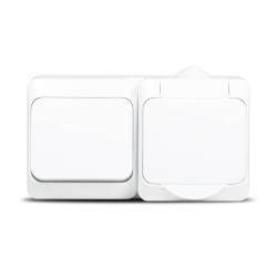 priza cu intrerupator pt ip44, alb, schuko