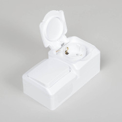 priza cu intrerupator pt ip44, alb, schuko